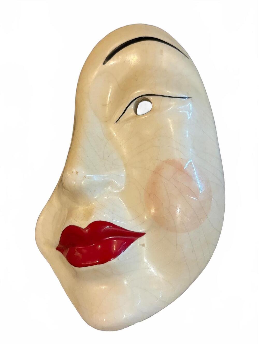 Vintage 1980 Claudia Cohen Cast of Thousands Ceramic Face Wall Mask Signed